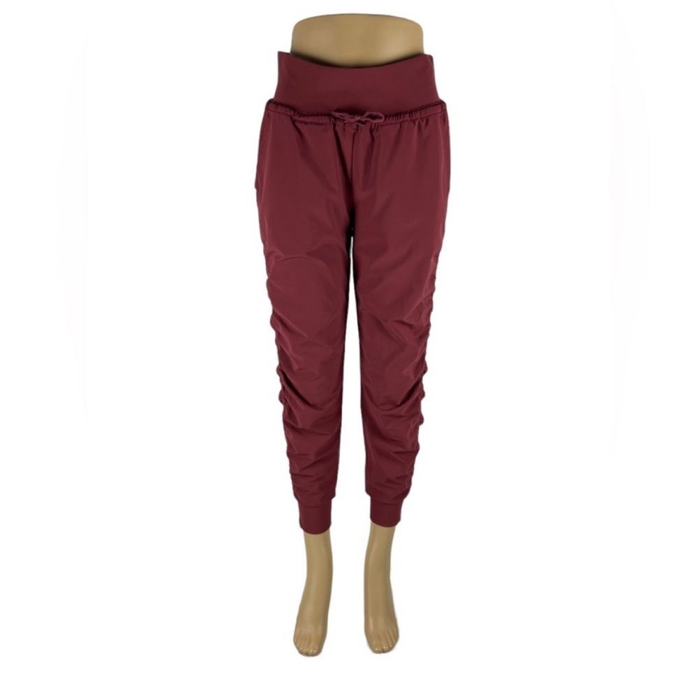 Athleta | Attitude Lined Pant Jogger Ruched Sides Red Polyester Blend 4